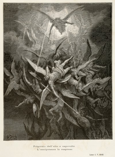 Der Fall der Engel, Szene aus Paradise Lost von Gustave Dore