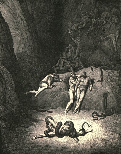 Die anderen beiden schauten zu und riefen: Ah! Wie veränderst du dich, Agnello!, ca. 1890 von Gustave Dore