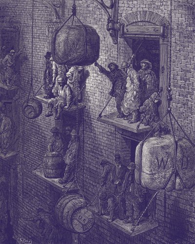Lagerhaus im viktorianischen London von Gustave Dore