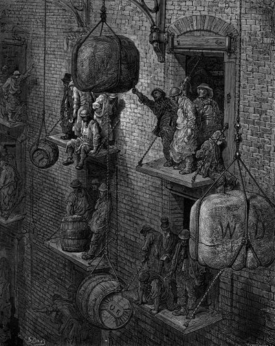 Lagerhaltung in der Stadt von Gustave Doré von Gustave Dore