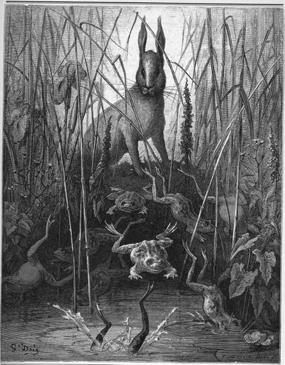 Der Hase und der Frosch - aus "Fabeln" von Jean de La Fontaine von Gustave Dore