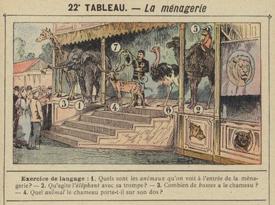 Der Menagerie (Farblithografie) von Gustave Fraipont