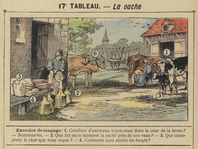 Die Kuh (Farblithografie) von Gustave Fraipont
