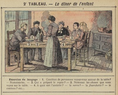 Das Abendessen des Kindes (Farblithografie) von Gustave Fraipont
