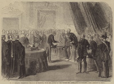 Baron Ricasoli präsentiert dem König von Sardinien das Ergebnis der Abstimmung zur Annexion in der Toskana von Gustave Janet