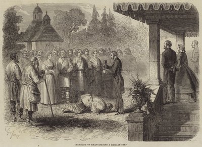 Zeremonie der Befreiung eines russischen Leibeigenen von Gustave Janet
