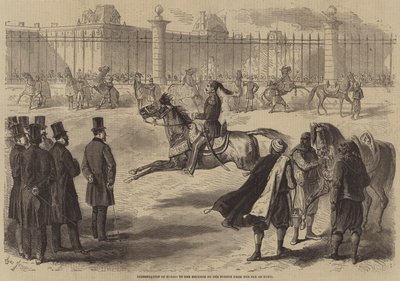 Präsentation von Pferden an den Kaiser der Franzosen vom Bey von Tunis von Gustave Janet