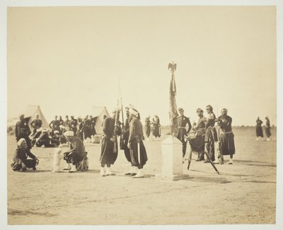 Die gehisste Flagge des Zouavenregiments, Camp de Châlons von Gustave Le Gray