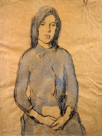 Mädchen, Hände im Schoß ruhend von Gwen John