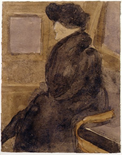 Alte Frau in einer Straßenbahn von Gwen John