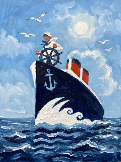 Matrose am Steuer von HUGO