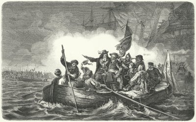 Armee von Friedrich Wilhelm, Kurfürst von Brandenburg, landet auf der schwedischen Insel Rügen von H. (after) Kretzschmer