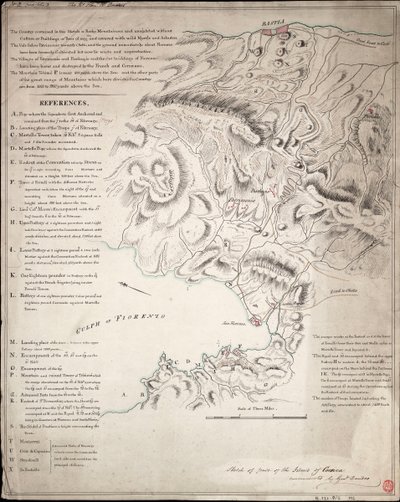 Skizze eines Teils der Insel Korsika von H. Dundas