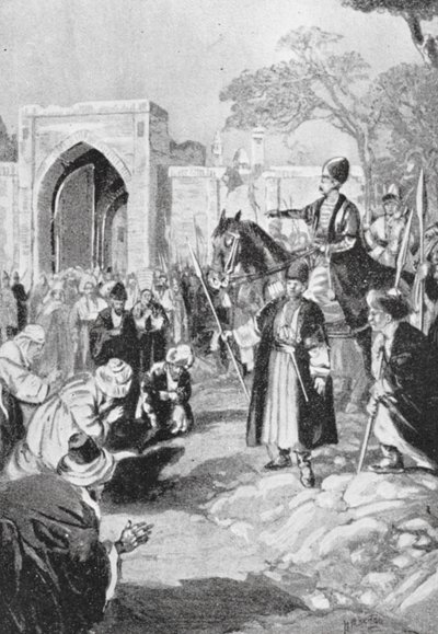 Bokhara öffnet seine Tore für den Mongolen Ogodai Khan, 1231 n. Chr. von H. M. (after) Burton