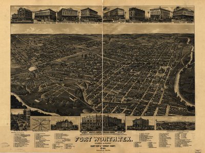 Perspektivkarte nicht maßstabsgetreu. Vogelperspektive. LC Panoramakarten (2. Aufl.), 910 Auch über die Website der Library of Congress als Rasterbild verfügbar. Enthält Illustrationen, Index zu Sehenswürdigkeiten und Karte der Eisenbahnanlagen von Fort Wo von H. Wellge