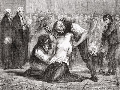 Die Folterung von Madame de la Motte, graviert von Meyer-Heine, aus 