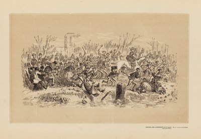 Oxford und Cambridge Bootsrennen, Nr. 4, Ein Lauf auf den Ufern während des Rennens (Gravur) von Hablot Knight (1815 92) Browne