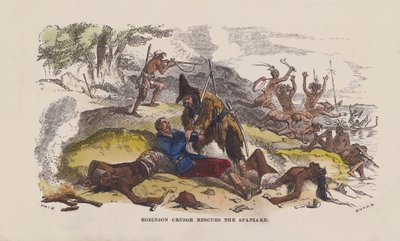 Robinson Crusoe rettet den Spanier von after Hablot Knight Browne