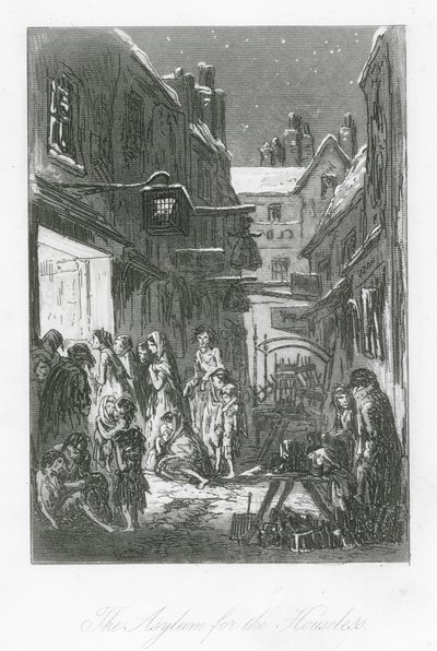 Londoner Straßen: Das Asyl für Obdachlose von Hablot Knight (1815 92) Browne