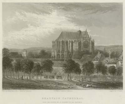 Kathedrale von Beauvais, mit der Kirche St. Etienne in der Ferne von Hablot Knight Browne