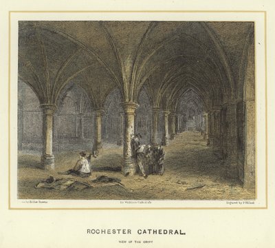 Rochester-Kathedrale, Ansicht der Krypta von Hablot Knight Browne