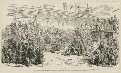 Der Ansturm auf die Omnibusse am südöstlichen Bahnhofsterminus, London Bridge von Hablot Knight Browne