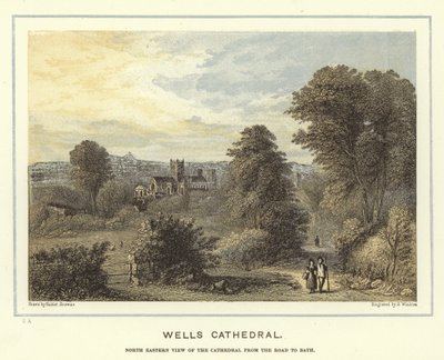 Wells Kathedrale, nordöstliche Ansicht der Kathedrale von der Straße nach Bath von Hablot Knight Browne