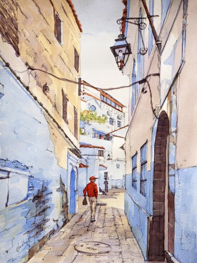 Ein Besucher, Chefchaouen, Marokko, ca. 2024 von Hadley Rampton