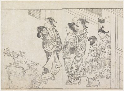 Fünf Prostituierte in einem Hof von Hanabusa Shigenobu