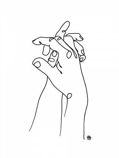 Verbundene Hände Linienkunst von Hanna Lee Tidd