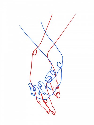 Händchenhalten Linienkunst von Hanna Lee Tidd