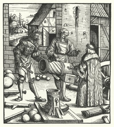 Erzherzog Maximilian von Österreich berät sich mit Büchsenmachern von Hans (after) Burgkmair