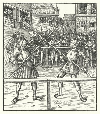 Erzherzog Maximilian von Österreich kämpft zu Fuß mit einer Hellebarde von Hans (after) Burgkmair