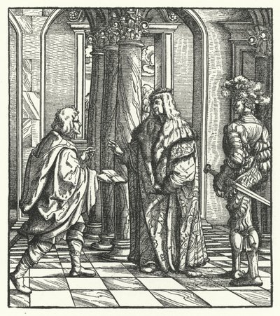 Erzherzog Maximilian von Österreich erhält die Zustimmung von Maria von Burgund zu seinem Heiratsantrag von Hans (after) Burgkmair