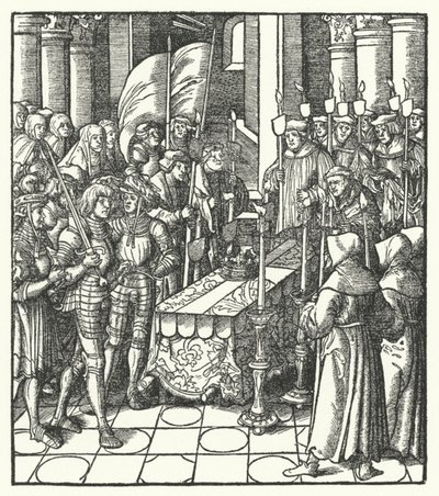 König Ludwig XII. von Frankreich neben dem Sarg seines Vorgängers, König Karl VIII. von Hans (after) Burgkmair