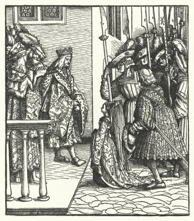 Margarete von Österreich, Tochter von Erzherzog Maximilian von Österreich, übergeben an die Vormundschaft von König Ludwig XI. von Frankreich von Hans (after) Burgkmair
