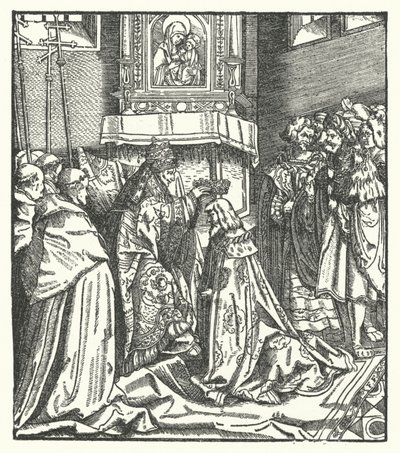 Papst Nikolaus V. krönt Friedrich III. zum Heiligen Römischen Kaiser in Rom von Hans (after) Burgkmair