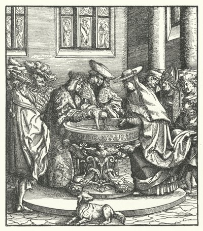 Die Taufe von Erzherzog Maximilian von Österreich von Hans (after) Burgkmair