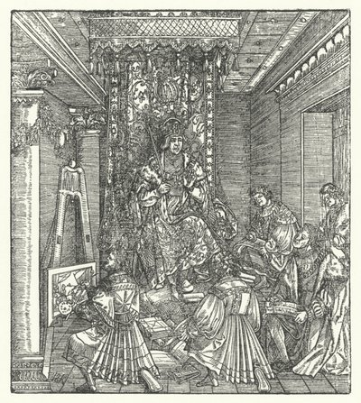 Der Prinz mit den Verkündern seines Ruhms (Gravur) von Hans (after) Burgkmair