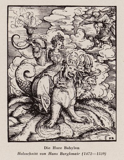 Die Hure Babylon (Holzschnitt) von Hans (after) Burgkmair