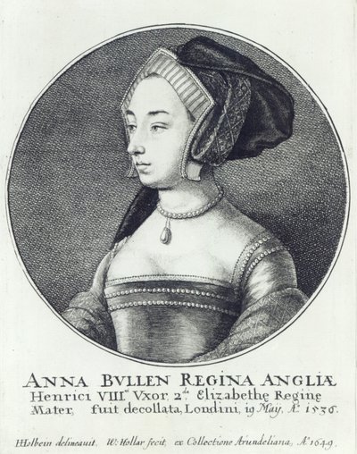 Anne Boleyn, geätzt von Wenceslaus Hollar von Hans (after) Holbein the Younger