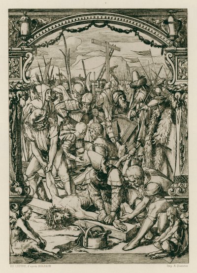 Jesus Christus, ans Kreuz genagelt (Gravur) von Hans (after) Holbein the Younger
