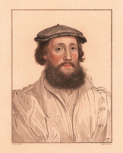 Porträt eines unbekannten Mannes, Hof von König Heinrich VIII., ca. 1532, 1812 (Gravur) von Hans (after) Holbein the Younger