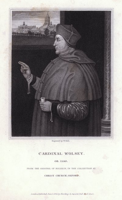 Thomas Wolsey, englischer Politiker, Erzbischof und Kardinal der katholischen Kirche (Gravur) von Hans (after) Holbein the Younger