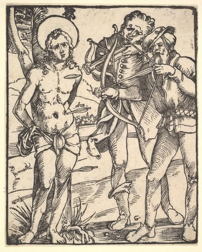 Martyrium des Hl. Sebastian mit zwei Armbrustschützen von Hans Baldung
