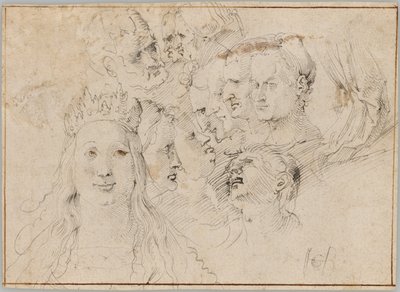 Kopfstudien (Vorderseite); Studien einer männlichen Figur (Rückseite) von Hans Baldung Grien