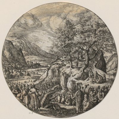 Johannes der Täufer predigt in der Wüste von Hans Bol