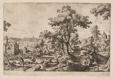 Tafel 17, aus Landschaften mit Szenen aus dem Alten und Neuen Testament und Ovids Metamorphosen von Hans Bol