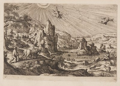 Tafel 18, aus Landschaften mit Szenen aus dem Alten und Neuen Testament und Ovids Metamorphosen von Hans Bol