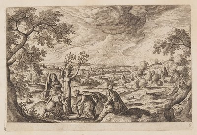Platte 9, aus Landschaften mit Szenen aus dem Alten und Neuen Testament und Ovids Metamorphosen von Hans Bol